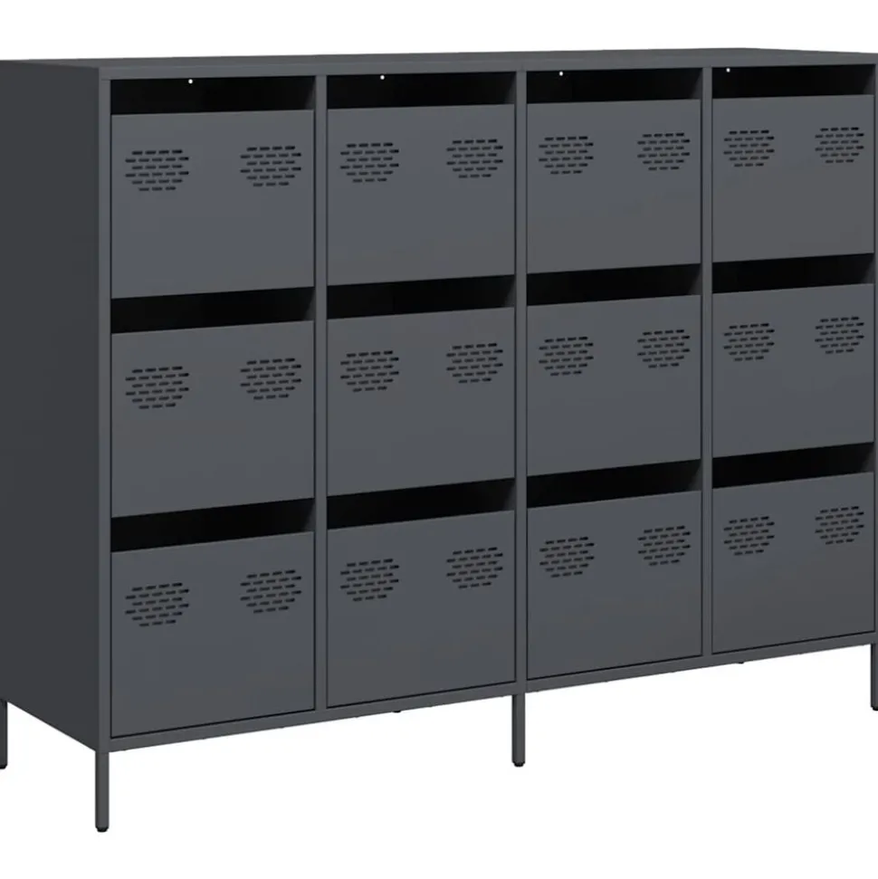 vidaXL Dressoir 135x39x103,5 cm koudgewalst staal antracietkleurig