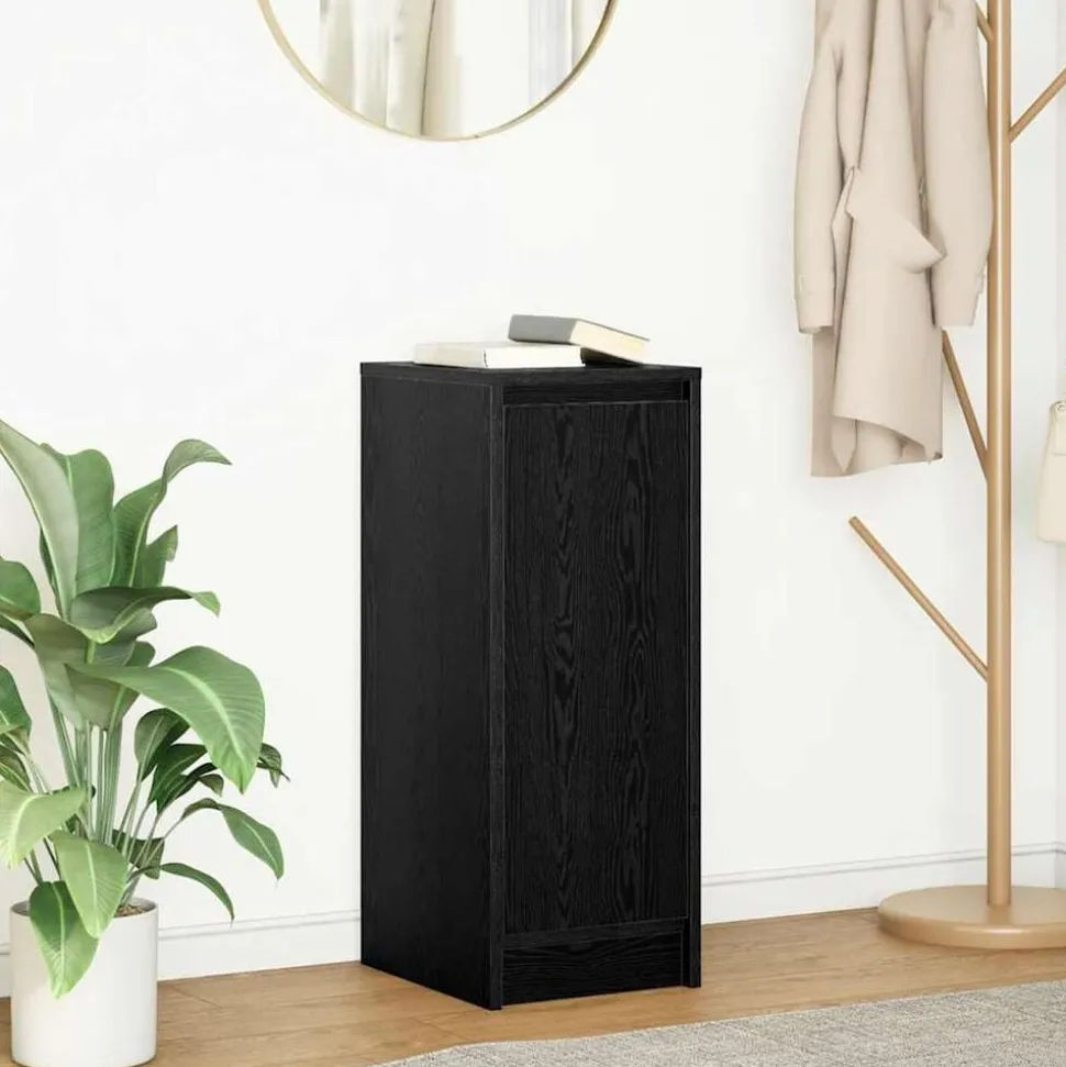 vidaXL Dressoir 29,5x34x76 cm spaanplaat zwart eikenkleurig