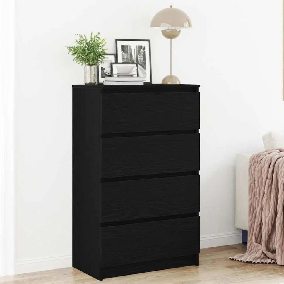 vidaXL Dressoir 60x35x98,5 cm spaanplaat zwart eikenkleurig