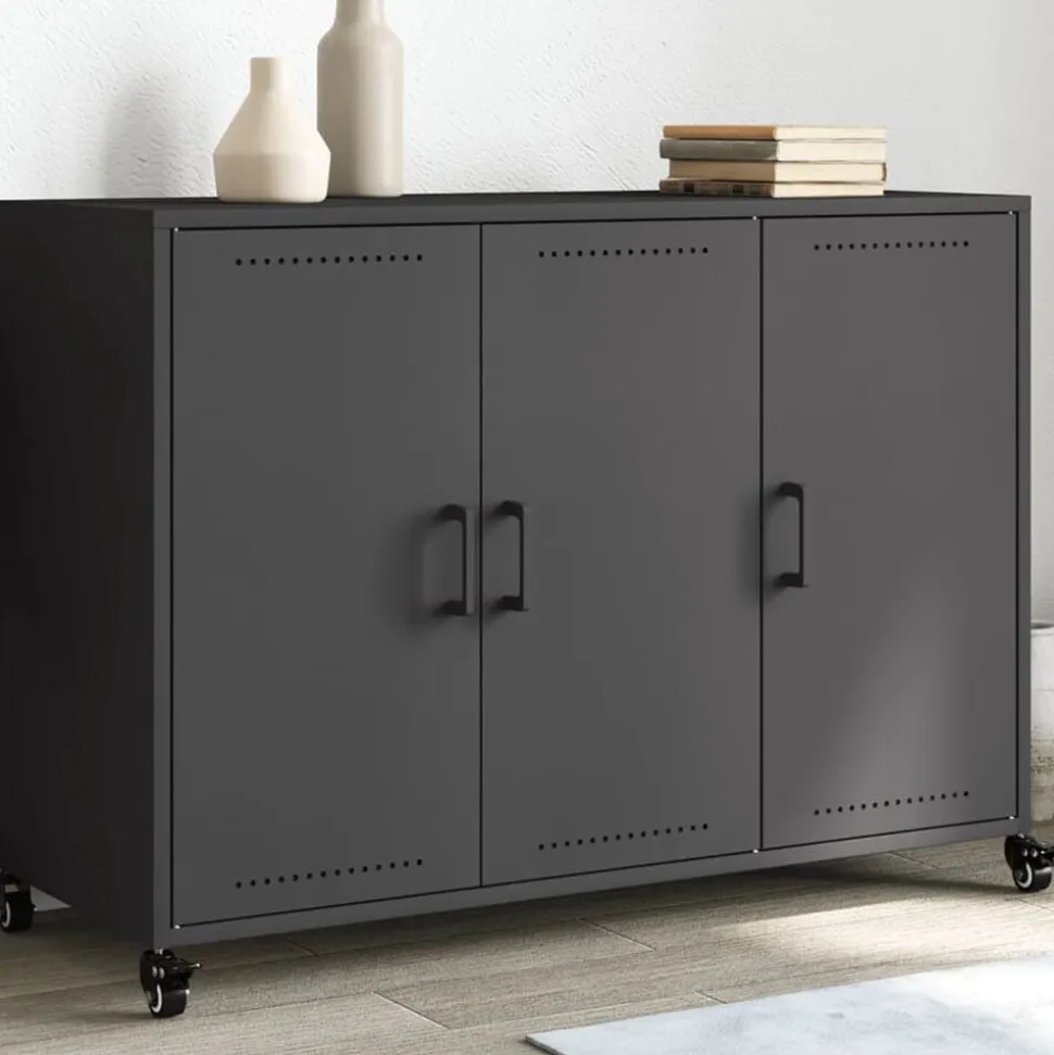 vidaXL Dressoir 100,5x39x72 cm staal zwart