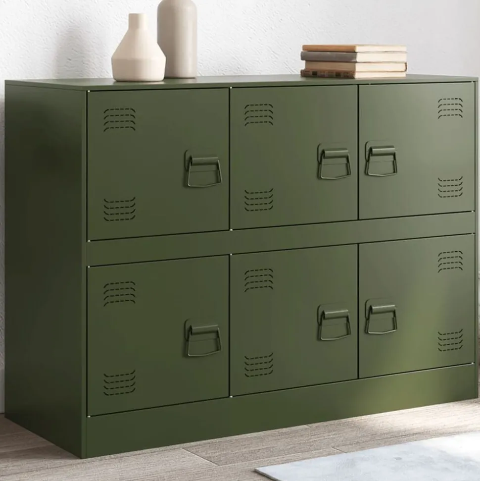 vidaXL Dressoir 99x39x73 cm staal olijfgroen