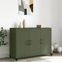 vidaXL Dressoir 100,5x39x72 cm staal olijfgroen