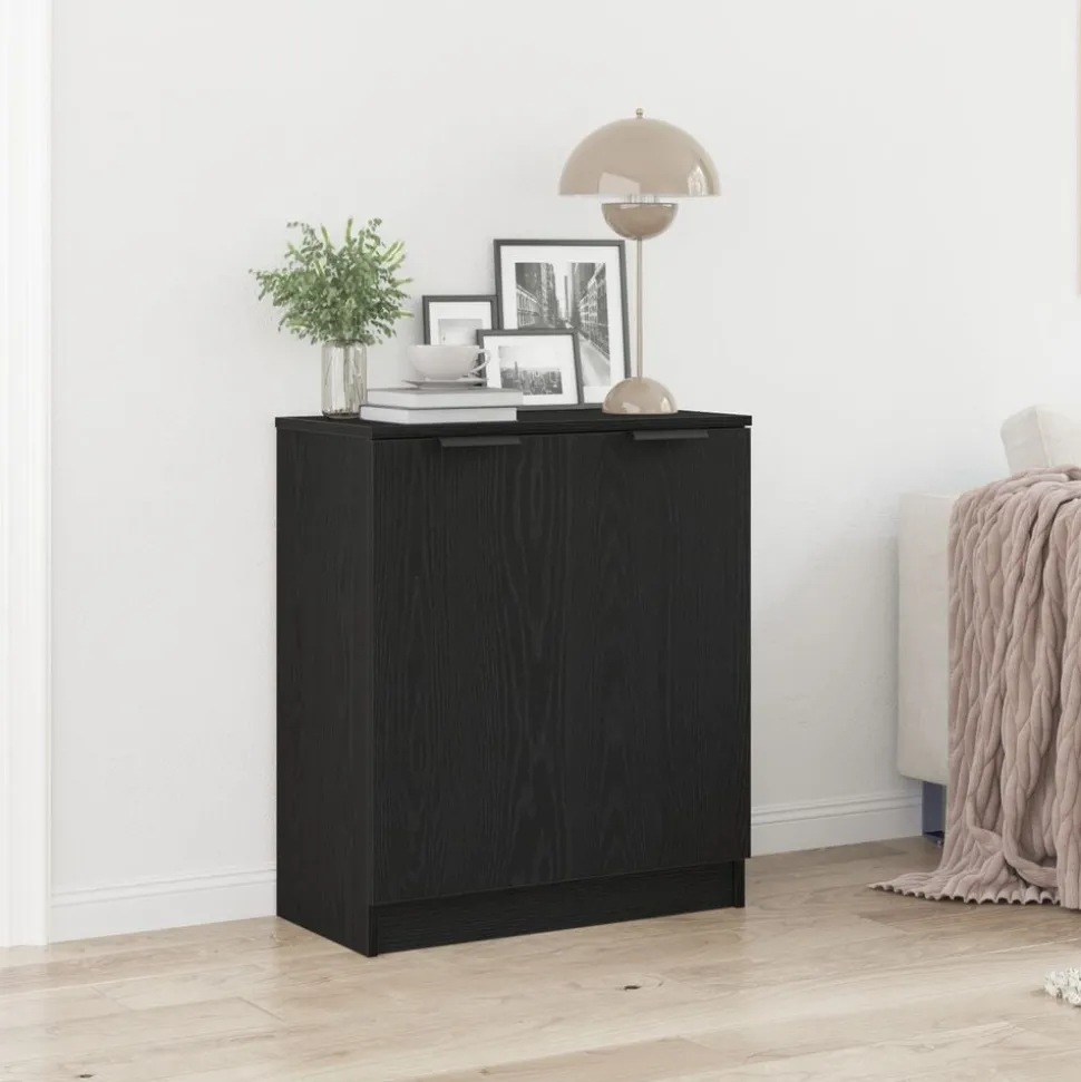 vidaXL Dressoir Zwart Eiken 60 x 30 x 70 cm Bewerkt hout