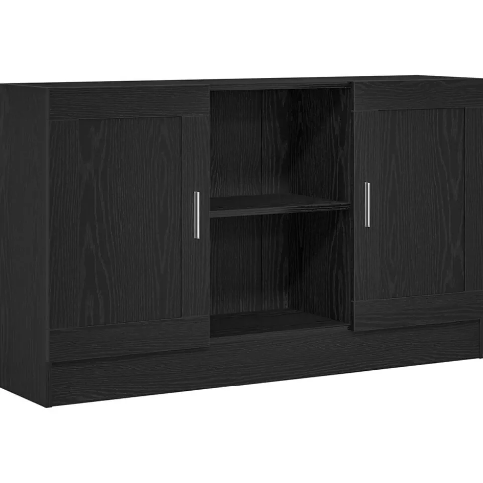vidaXL Dressoir Zwart Eiken 120 x 30,5 x 70 cm Bewerkt hout