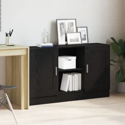 vidaXL Dressoir Zwart Eiken 120 x 30,5 x 70 cm Bewerkt hout