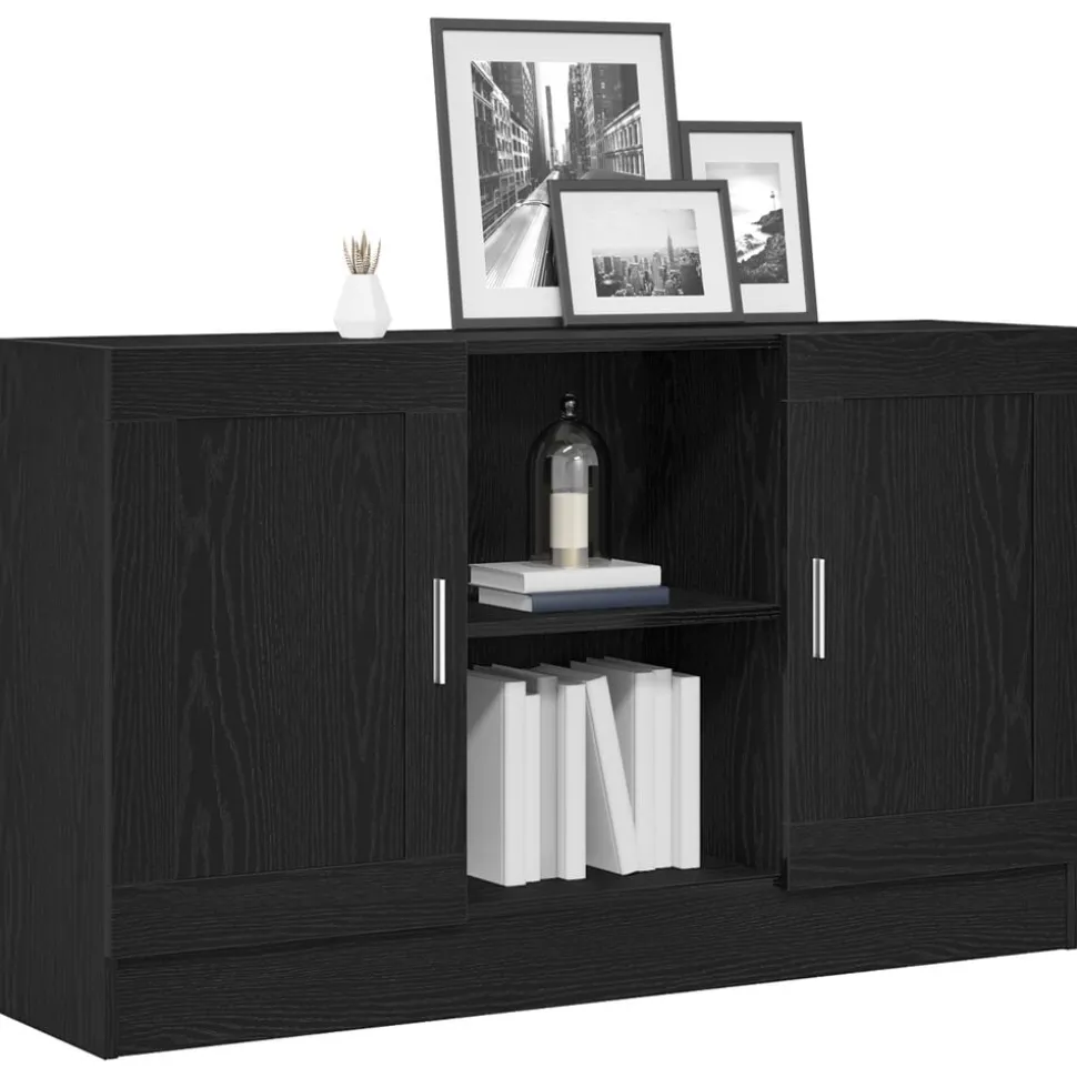vidaXL Dressoir Zwart Eiken 120 x 30,5 x 70 cm Bewerkt hout