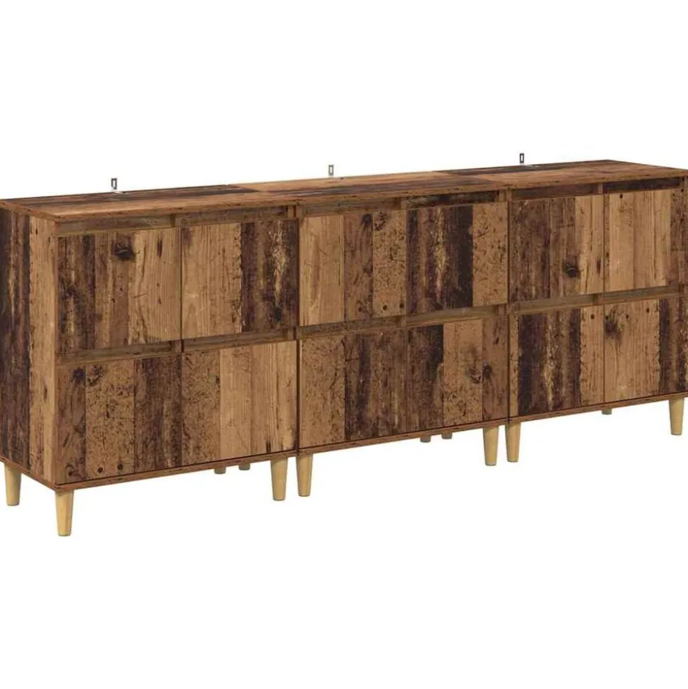 vidaXL Dressoirs 3 pcs Oud Hout 60 x 35 x 70 cm Bewerkt hout