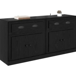 vidaXL Dressoirs 2 pcs Zwart Eiken 70 x 35,5 x 67,5 cm Bewerkt hout