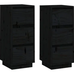 vidaXL Dressoirs 2 st 32x34x75 cm massief grenenhout zwart