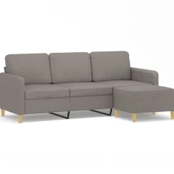 vidaXL Driezitsbank met voetenbank 180 cm stof taupe