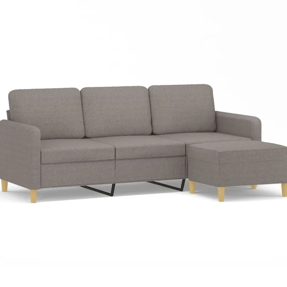 vidaXL Driezitsbank met voetenbank 180 cm stof taupe