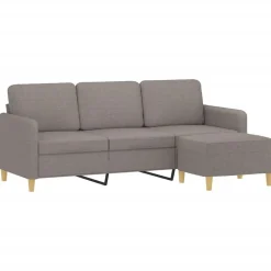 vidaXL Driezitsbank met voetenbank 180 cm stof taupe