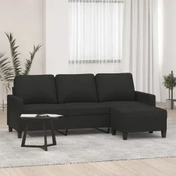 vidaXL Driezitsbank met voetenbank 180 cm stof zwart