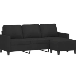 vidaXL Driezitsbank met voetenbank 180 cm stof zwart