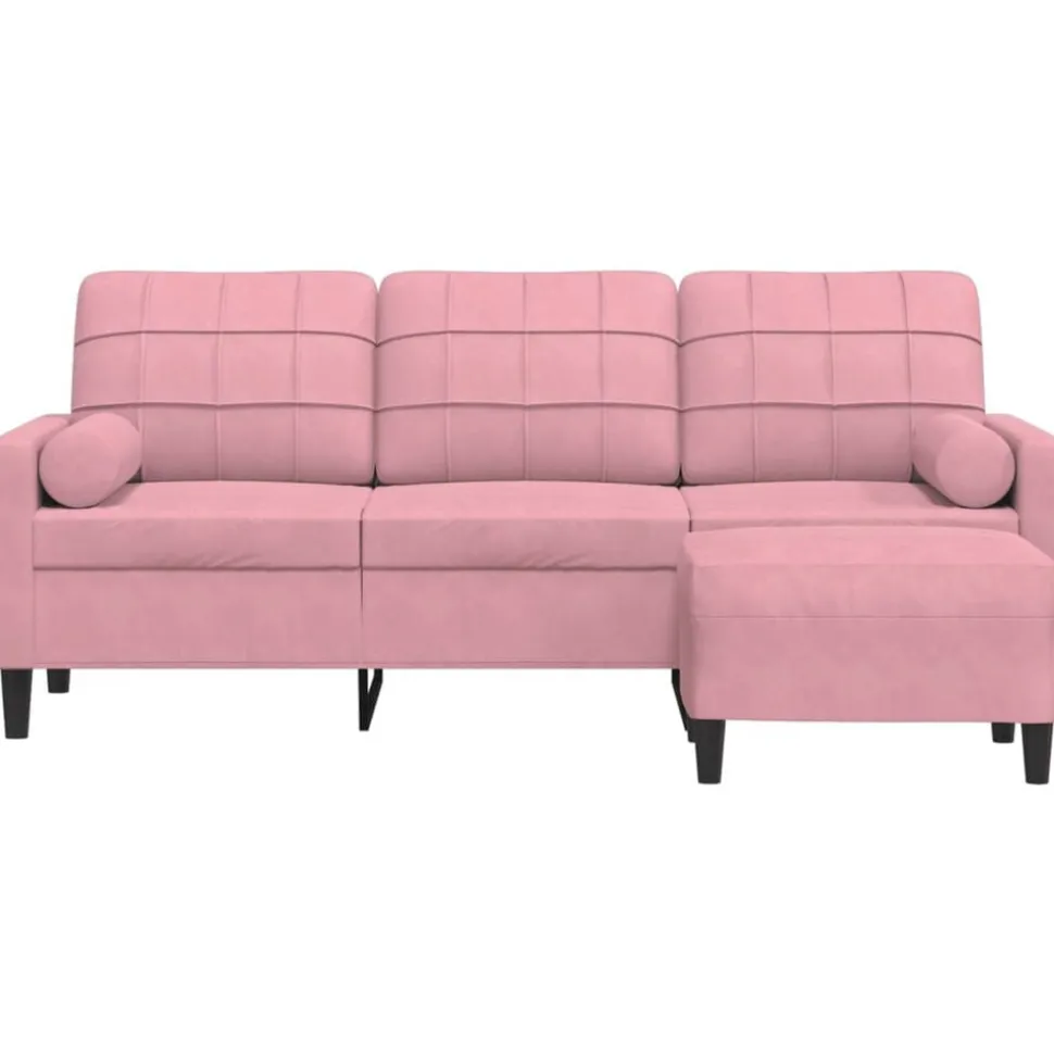 vidaXL Driezitsbank met voetenbank 180 cm fluweel roze