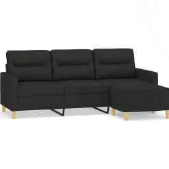 vidaXL Driezitsbank met voetenbank 180 cm stof zwart