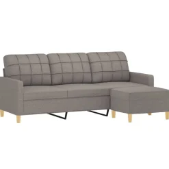 vidaXL Driezitsbank met voetenbank 180 cm stof taupe