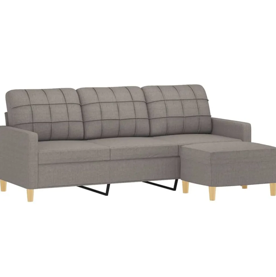 vidaXL Driezitsbank met voetenbank 180 cm stof taupe