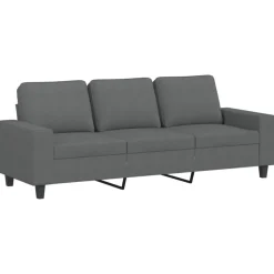 vidaXL Driezitsbank met voetenbank 180 cm stof donkergrijs