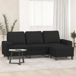 vidaXL Driezitsbank met voetenbank 180 cm stof zwart