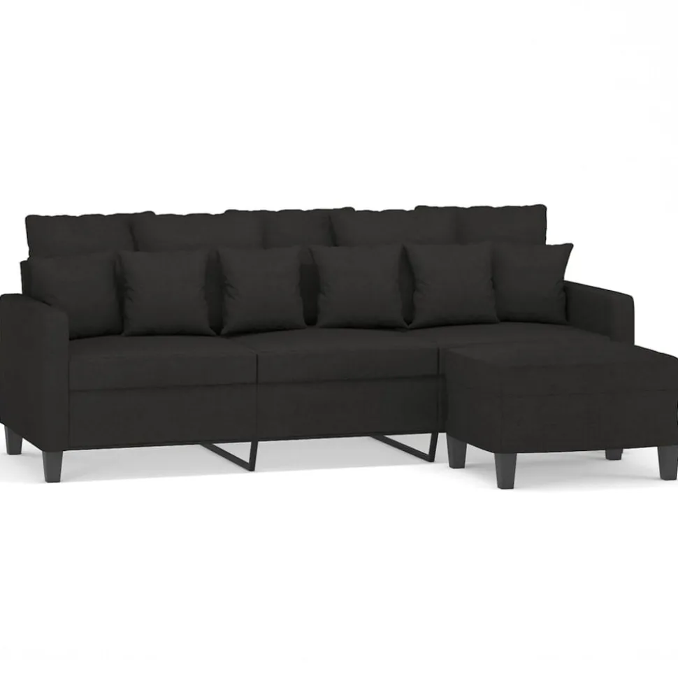 vidaXL Driezitsbank met voetenbank 180 cm stof zwart