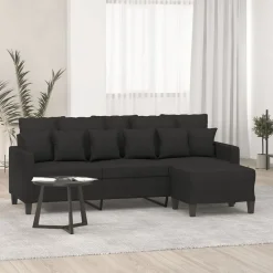 vidaXL Driezitsbank met voetenbank 180 cm stof zwart