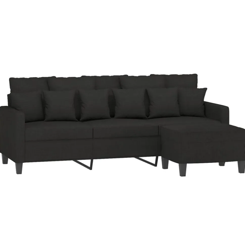 vidaXL Driezitsbank met voetenbank 180 cm stof zwart