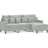 vidaXL Driezitsbank met voetenbank 180 cm fluweel zwart