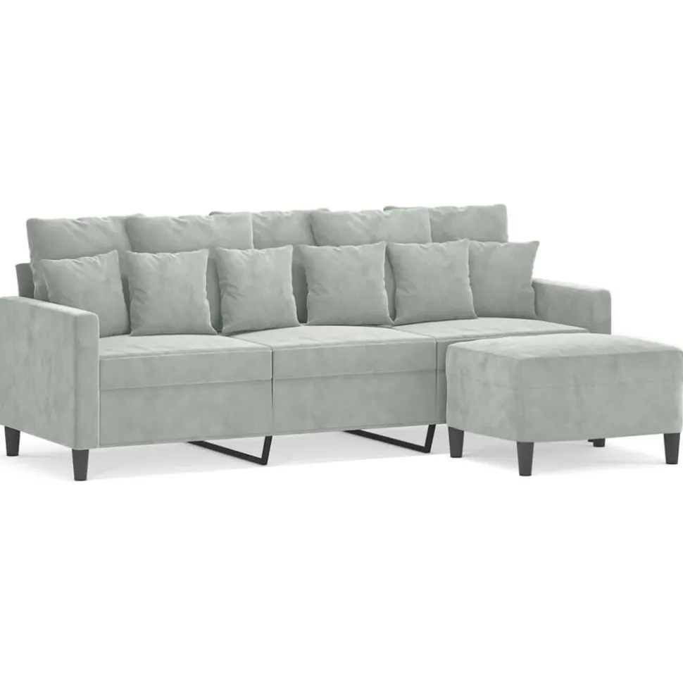 vidaXL Driezitsbank met voetenbank 180 cm fluweel zwart