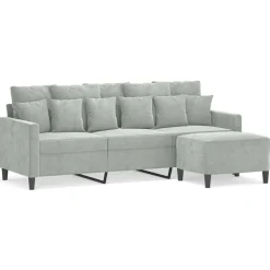 vidaXL Driezitsbank met voetenbank 180 cm fluweel blauw