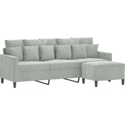 vidaXL Driezitsbank met voetenbank 180 cm fluweel blauw