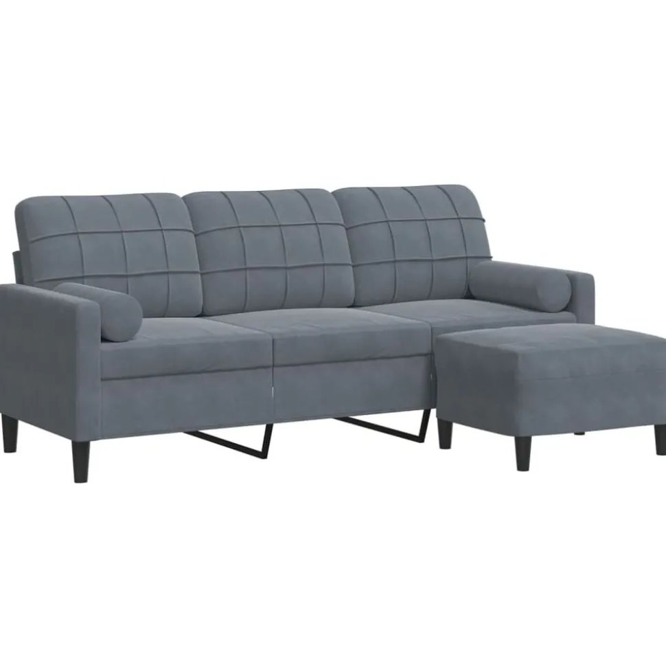 vidaXL Driezitsbank met voetenbank 180 cm fluweel donkergrijs