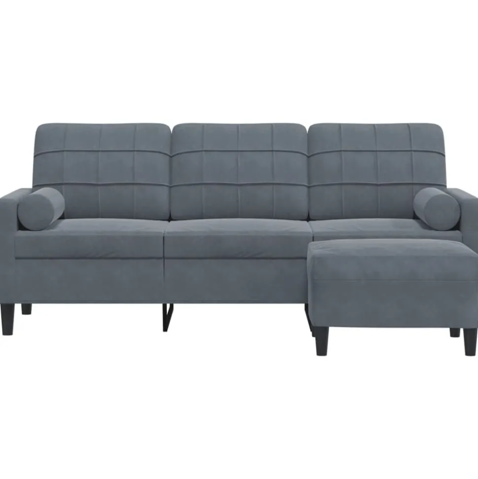 vidaXL Driezitsbank met voetenbank 180 cm fluweel donkergrijs