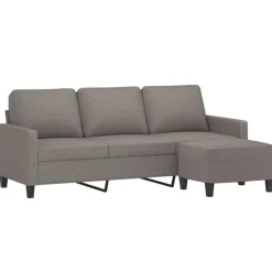vidaXL Driezitsbank met voetenbank 180 cm stof taupe