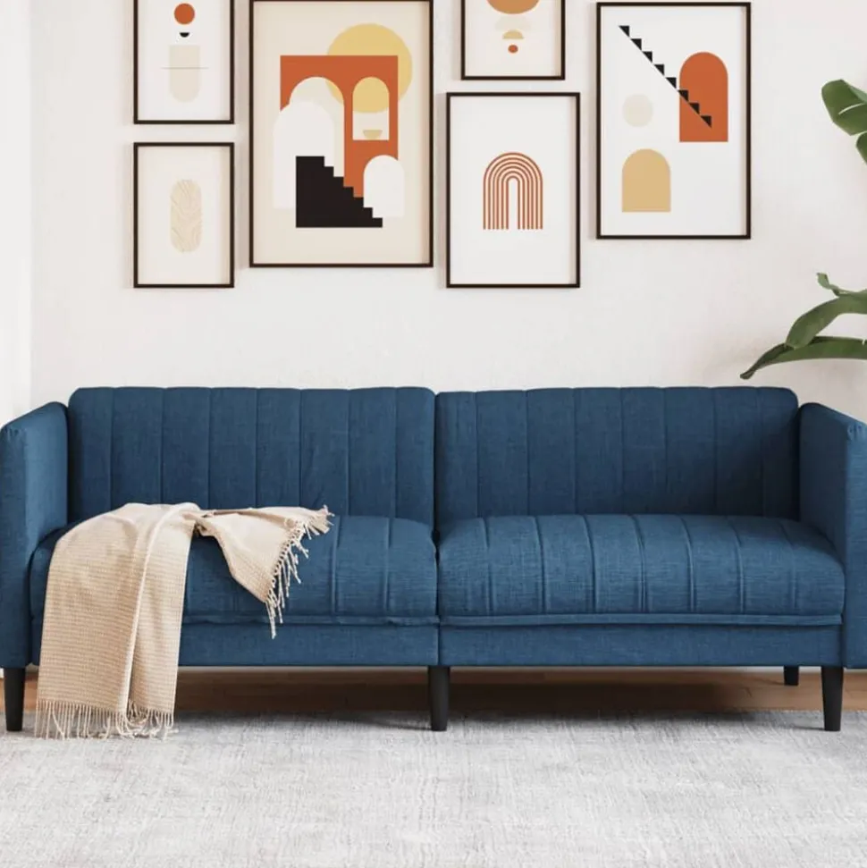 vidaXL Driezitsbank stof blauw