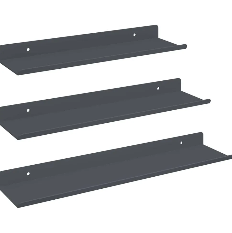 vidaXL Drijvende plank 3 pcs Antraciet 40 x 9 x 2,5 cm Staal