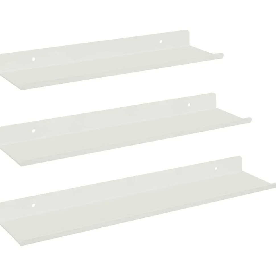 vidaXL Drijvende plank Wandgemonteerd 3 pcs Wit 40 x 9 x 2,5 cm Staal