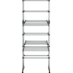 vidaXL Droogrek 3-laags met wieltjes 60x70x129 cm zilverkleurig
