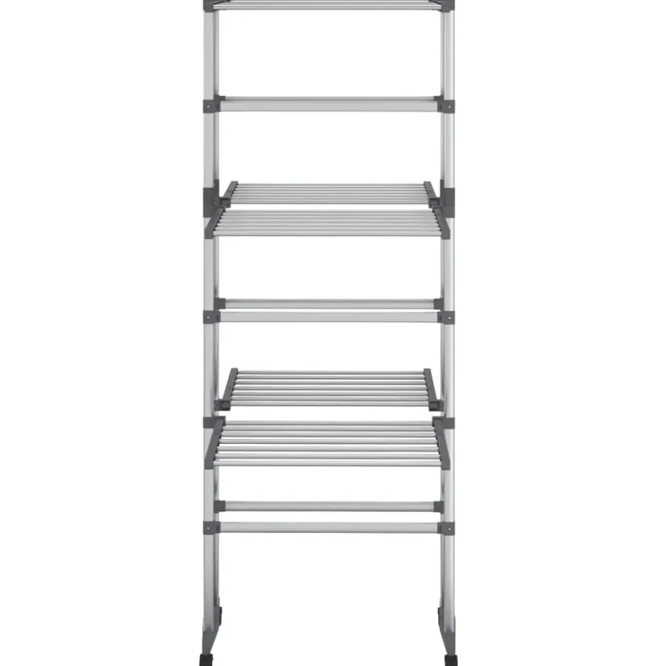 vidaXL Droogrek 3-laags met wieltjes 60x70x129 cm zilverkleurig