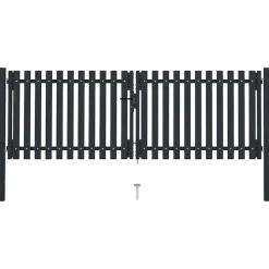 vidaXL Dubbele poort met deur staal 300x75 cm antraciet