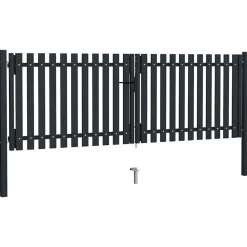 vidaXL Dubbele poort met deur staal 300x75 cm antraciet