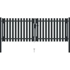 vidaXL Dubbele poort met deur staal 300x75 cm antraciet