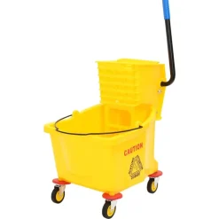 vidaXL Dweilemmer met wringer en wielen 36 L polypropeen geel