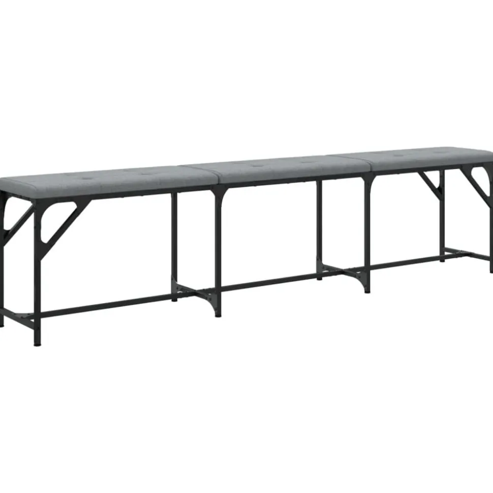 vidaXL Eetkamerbank 186x32x45 cm staal en stof lichtgrijs