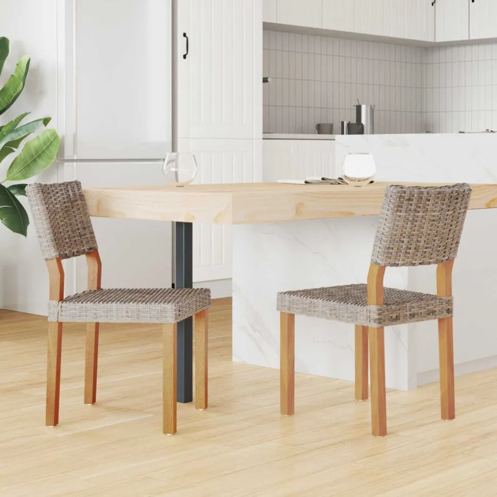vidaXL Eetkamerstoel 2 pcs Kubu grijs 46 x 55 x 84 cm Kubu Rattan