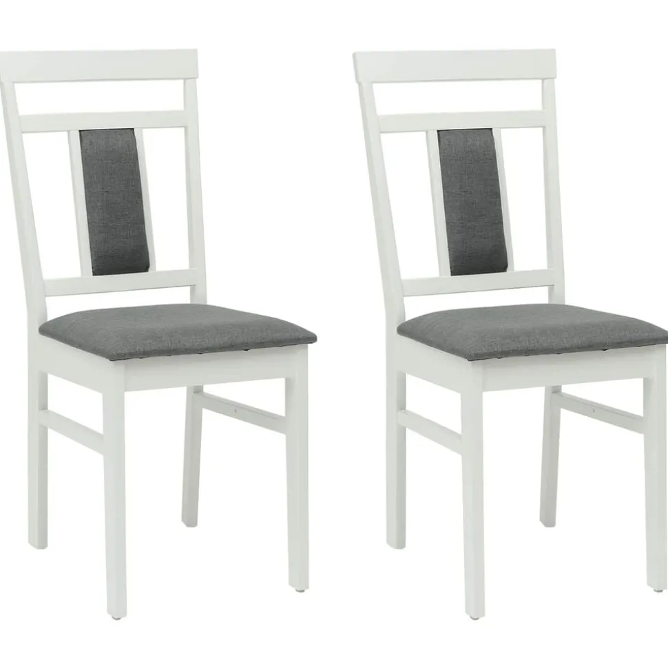 vidaXL Eetkamerstoel 2 pcs Wit en Grijs Massief Rubberhout