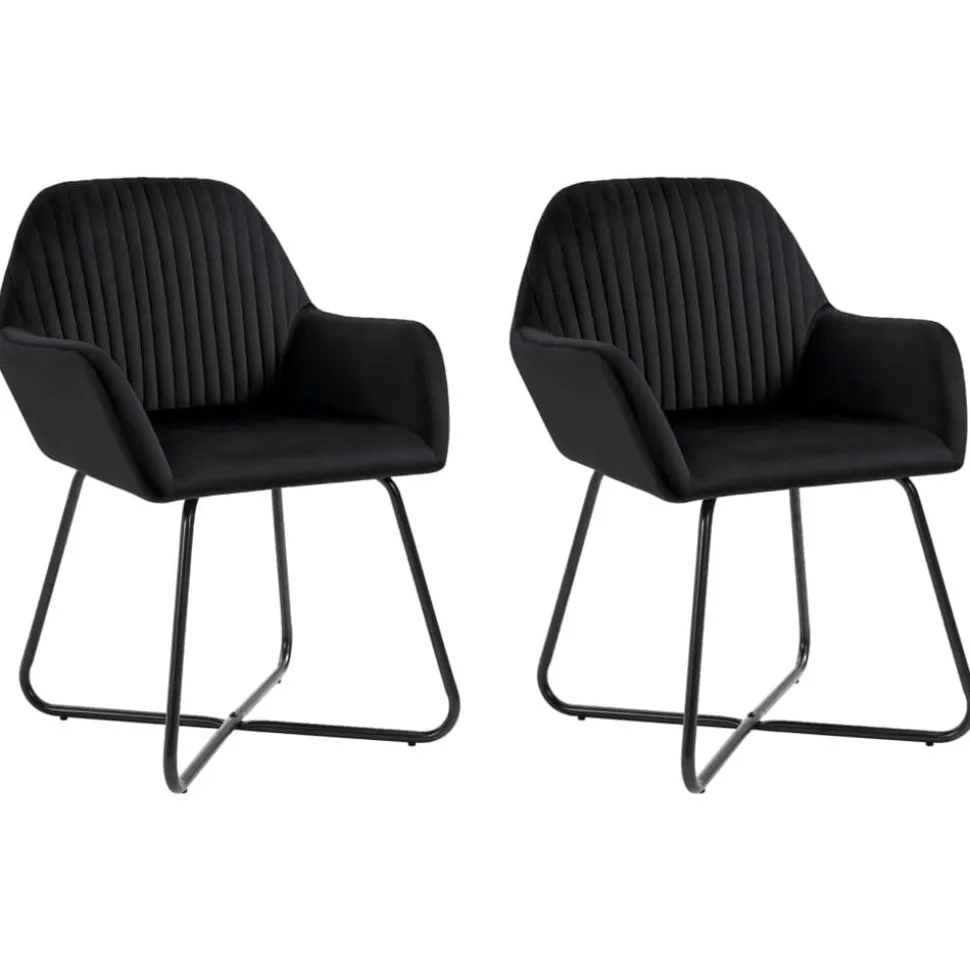 vidaXL Eetkamerstoelen 2 st fluweel zwart