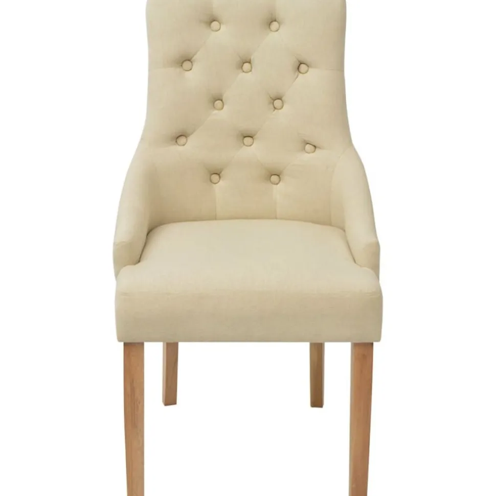 vidaXL Eetkamerstoelen 2 st stof crèmekleurig