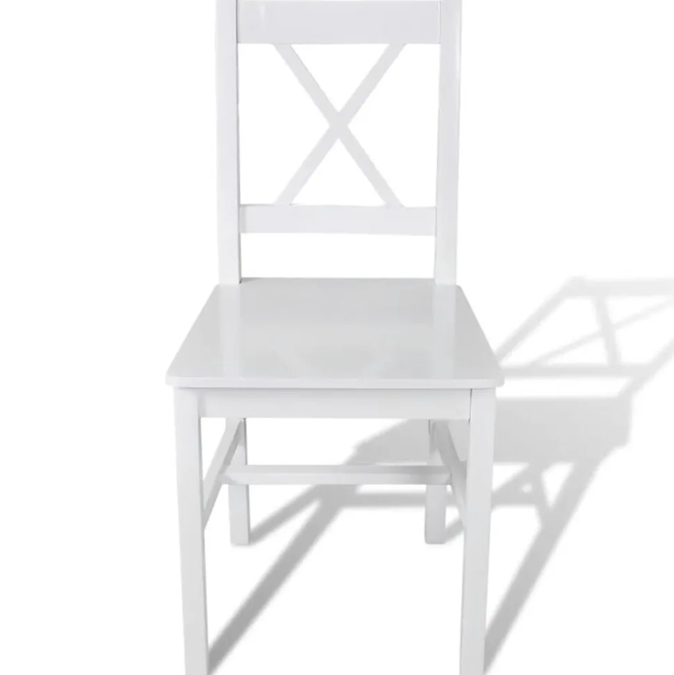 vidaXL Eetkamerstoelen 2 st grenenhout wit
