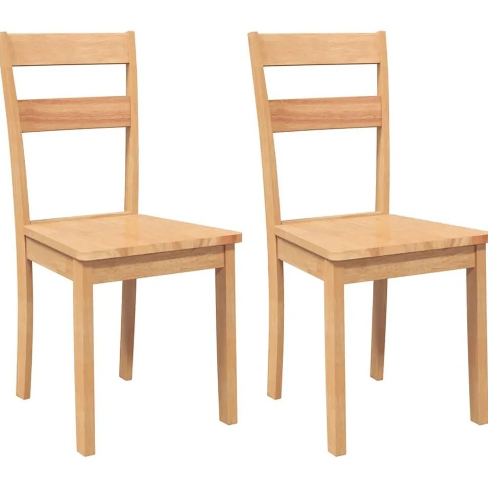 vidaXL Eetkamerstoelen 2 st massief hout naturel rubber
